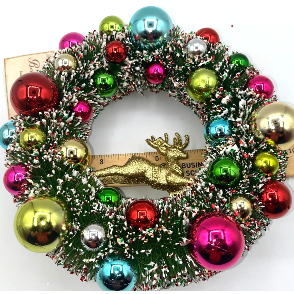 Bethany Lowe Kitschmas Bottle Brush Wreath with Deer 9.75" Out of Stock Unique - Picture 10 of 10
